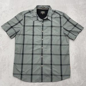 Quiksilver Waterman Shirt Mens Large Gray Black Plaid Outdoor Performance Camp